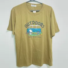 【222018】PEANUTS ピーナッツ  半袖Tシャツ　コットン100％　スヌーピー　イラストプリント　タグ付き　L メンズ  ・ ライトブラウン