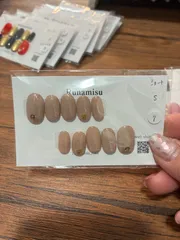 No.7 ベージュラメ シンプル ワンポイント ネイルチップ Sサイズ ハンドメイド