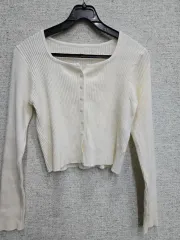 スクエアネック クロップド ゴージ ニットカーディガン 55 66