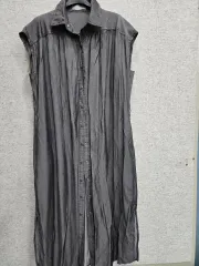 ナニング9 ノースリーブ レーヨン シャツワンピース Free!