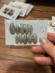 No.9 グレー×ゴールド ニュアンス ネイルチップ Sサイズ ハンドメイド