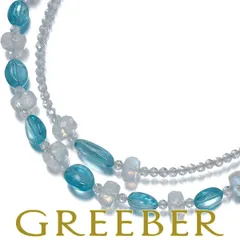 ムーンストーン クォーツ ブルーストーン 2連 ネックレス K18WG #187431