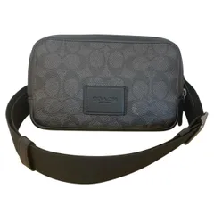 COACH コーチ キャリア フォーン クロスボディ・シグネチャー キャンバス ボディバッグ CW346 ユニセックス ブラック 中古