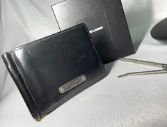 Saint Laurent Paris サンローランパリ ロゴプレート ブラックレザーマネークリップ ウォレット カードケース 財布 男女兼用 箱あり