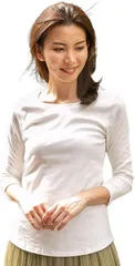 aspersio アスペルシオ フライス Tシャツ レディース ロングt ロンt ロングシャツ ティーシャツ ロングティーシャツ (#1 Uネック8分袖ホワイト,  3L)
