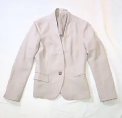 【224708】THE SUIT COMPANY ザスーツカンパニー  テーラードジャケット　スーツ　ポリエステル生地　ストライプ　38  ・ グレージュ系（KF）