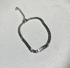 Christian Dior クリスチャンディオール ブランドロゴプレート チェーンブレスレット 17.5cm シルバー 男女兼用 アクセサリー