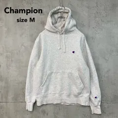 Champion チャンピオン グレー パーカー フーディー プルオーバー スウェット トレーナー C3-Y139 ワンポイント ロゴ 刺繍 フーデッド 裏毛 スエット ストリート スポーツ トップス 古着 Mサイズ 定番 カジュアル ★ ◆