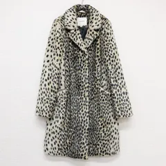 BEAUMONT　ボーモント　ロングコート　エコファー　レオパード柄　アクリル　ベージュ　ブラウン　レディース　38　b00486