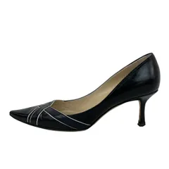 JIMMY CHOO(ジミーチュウ) パンプス 37 レディース - 黒×白 アウトソール張替済 レザー