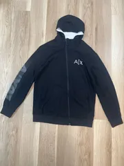 【225052】ARMANI EXCHANGE アルマーニエクスチェンジ  6ZZM88 ZJH7Z ジップアップパーカー　スウェット　ロゴ　長袖　コットン・ポリ混　M メンズ  ・ ブラック