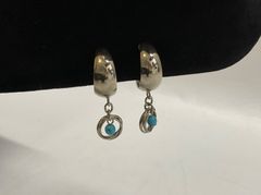 Me&Ro ターコイズビーズ付き シルバーフープピアス NYジュエリー 
