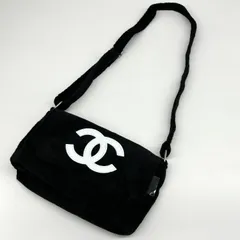 CHANEL ノベルティ ココマーク ショルダーバッグ パイル地 ブラック 鑑定済み 正規品 シャネル