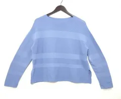 【226021】UNTITLED アンタイトル  ボーダー　カットソー　ニット　サイドスリット入り　サイズ2  ・ ブルー