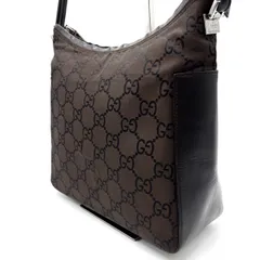 【良品】GUCCI グッチ ワンショルダーバッグ ハンドバッグ GG柄 ナイロン レザー 革 ブラウン 茶色 ユニセックス 男女兼用 メンズ レディース