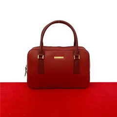 極 美品 希少品 BURBERRY バーバリー ロゴ 金具 ノバチェック レザー 本革 ハンドバッグ ミニ ボストンバッグ レッド 赤 08505