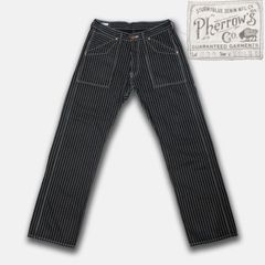 Pherrow's STORMYBLUE Lot333 ウォバッシュ ワークパンツ 黒 ブラック W30 フェローズ ストーミーブルー ワバッシュ ペインターパンツ ベイカーパンツ ビンテージ レプリカ アメカジ