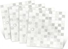 アチスメル 3D タイルシール キッチン 防水 防油 大理石調 耐熱 DIY 壁紙シール 4枚セット (ホワイト)