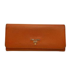 PRADA 長財布 バイカラー メタルロゴ 金 オレンジ 赤 フラップ - メルカリ