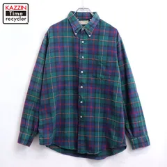 90s USA製 vintage L.L.Bean チェック柄 ボタンダウン ライトネル 長袖シャツ メンズ 表記Lサイズ