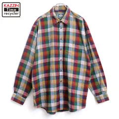 90s vintage WOOLRICH チェック柄 ライトネル 長袖シャツ メンズ 表記XLサイズ