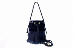 【229647】J&M Davidson Ｊ＆Ｍデヴィッドソン  カーニバル フリンジ 巾着 2WAY ショルダーバッグ レザー×スエード
