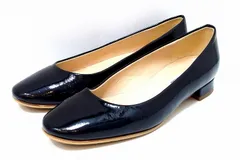 【228401】FABIO RUSCONI ファビオルスコーニ  ラウンドトゥ ローヒール パンプス エナメル  ・36 ブラック