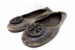 【229734】TORY BURCH トリーバーチ  ヴィンテージ加工レザー バレエシューズ  7M　24ｃｍ相当 ブラウン