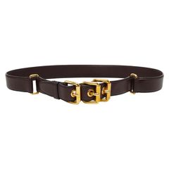 美品】MIU MIU スクエアバックル レザー ベルト ダークブラウン 中古