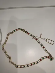 希少 新品タグ付 ALPHA ネックレス 英国製 ヴィンテージ ゴールド カラーストーン