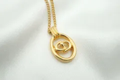 クリスチャン ディオール ヴィンテージ ネックレス CDロゴ アクセサリー 金 ゴールド Christian Dior 5325j