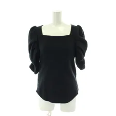 スナイデル SNIDEL カットソー ONE SIZE 黒 ブラック スクエアネック パフスリーブ 五分袖 ワッフル生地 トップス /PP ■GY60