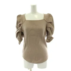 スナイデル SNIDEL カットソー ONE SIZE ベージュ スクエアネック パフスリーブ 五分袖 ワッフル生地 トップス /PP ■GY60