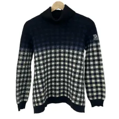 PEARLY GATES(パーリーゲイツ) 長袖セーター サイズ1 S レディース美品  - 黒×アイボリー×ネイビー タートルネック/チェック柄
