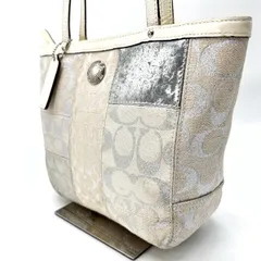【良品】coach Y2K signature canvas patchwork handbag white コーチ シグネチャー ハンドバッグ