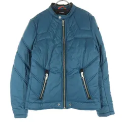DIESEL ディーゼル ワンポイントロゴ プリント 長袖 ジップ 中綿ジャケット Ｌ ブルー系 メンズ 古着