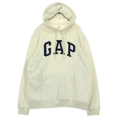 美品 GAP ギャップ 裏起毛 ロゴマーク 長袖 スウェットパーカー S ホワイト レディース 古着