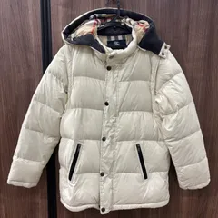 ®️【美品】BURBERRY バーバリー ダウンジャケット ベスト2way フード付き チェック サイズ160A アイボリー系 レディース可