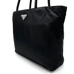 【良品】PRADA triangleparts handbag toto nylon black プラダ 三角プレート ハンドバッグ ブラック