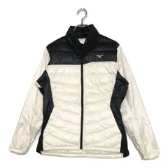 中古 メンズ ミズノゴルフ mizunoGOLF フルジップアウター L 白×黒 ブレスサーモ入り 中綿