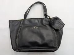 N【ヴィンテージ】キタムラ Kitamura トートバッグ ハンドバッグ レザー ブラック ミニポーチ付き