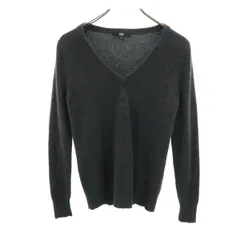 UNIQLO ユニクロ カシミヤ100％ 長袖 Vネック セーター M チャコールグレー ニット レディース 古着