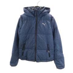 PUMA プーマ 2WAY ダウンジャケット S ネイビー レディース 古着