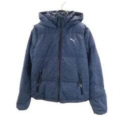 PUMA プーマ 2WAY ダウンジャケット S ネイビー レディース 古着