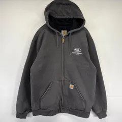 古着 カーハート Carhartt パーカー フルジップ スウェット ダブルフェイス メッシュ ワンポイントロゴ M  ダークグレー系 メンズ