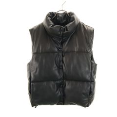 ZARA フェイクレザー ダウンベスト ブラック L - メルカリ