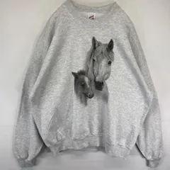 古着 90's/90年代 ジャージーズ Jerzees USA製 スウェット トレーナー ポニー アニマルプリント 大きいサイズ 霜降り 3XL  グレー メンズ