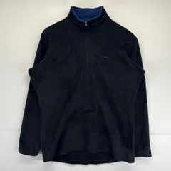 古着 パタゴニア patagonia USA製 フリースジャケット ハーフジップ プルオーバー キャプリーン ワンポイントロゴ刺繍 L  ブラック メンズ
