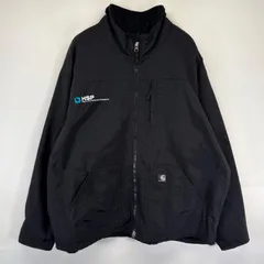古着 カーハート Carhartt ナイロンジャケット フルジップ 大きいサイズ ワンポイントロゴ フリース 2XL  ブラック メンズ