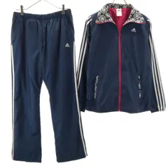 adidas アディダス トレーニング ウインドブレーカー 上下 セットアップ OT/L ネイビー 裏トリコット レディース 古着